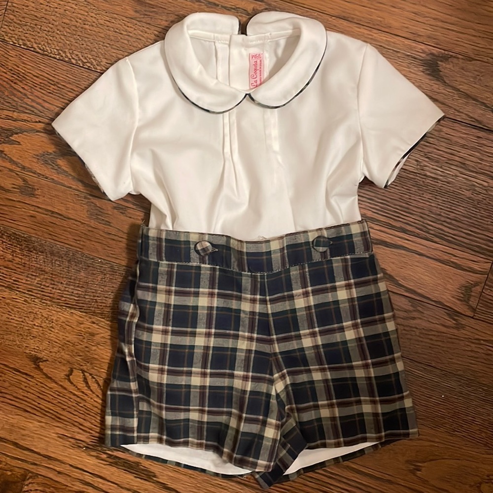 La Coqueta Green Tartan Boy Set - 18 Month